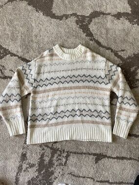 American Eagle Outfitters Cream Striped Crewneck Sweater